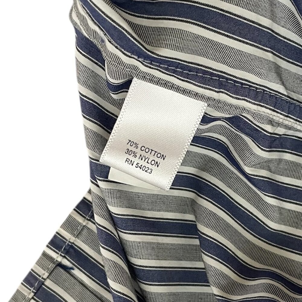 Banana Republic Button Down Slim Fit Shirt Mens Long Sleeve Blue Gray Striped L - Picture 7 of 8